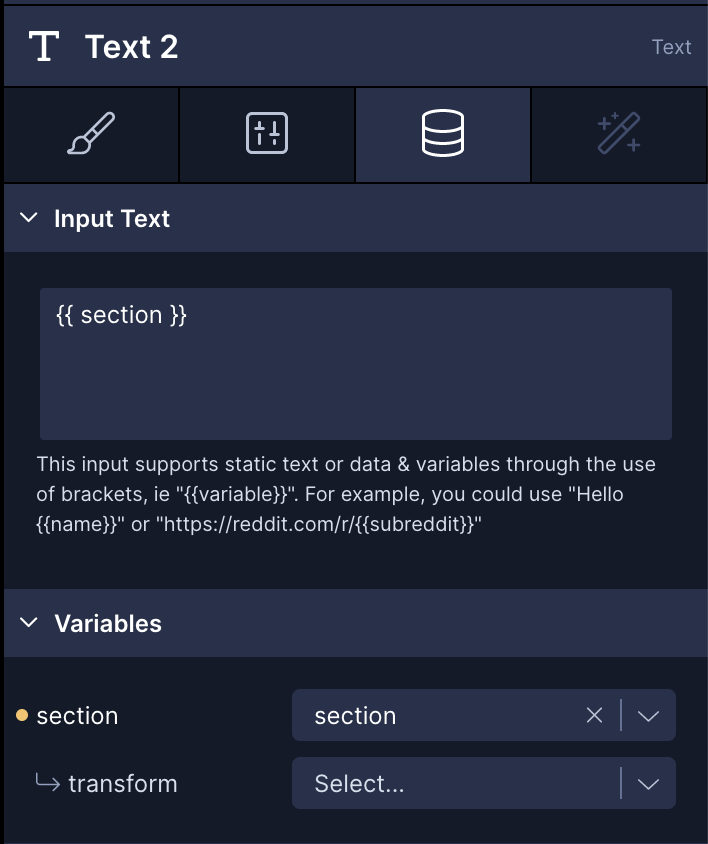 From the example Section List at the top