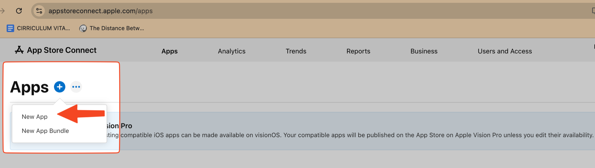 App Store Connect New App