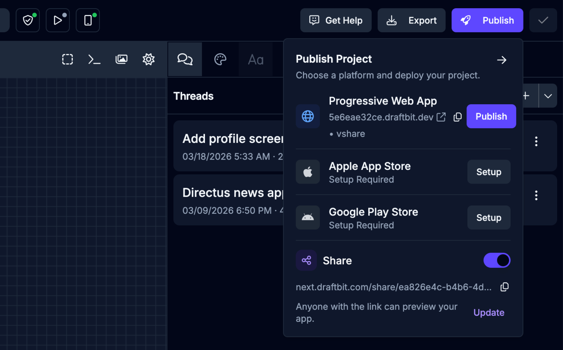 Share Page Toggle