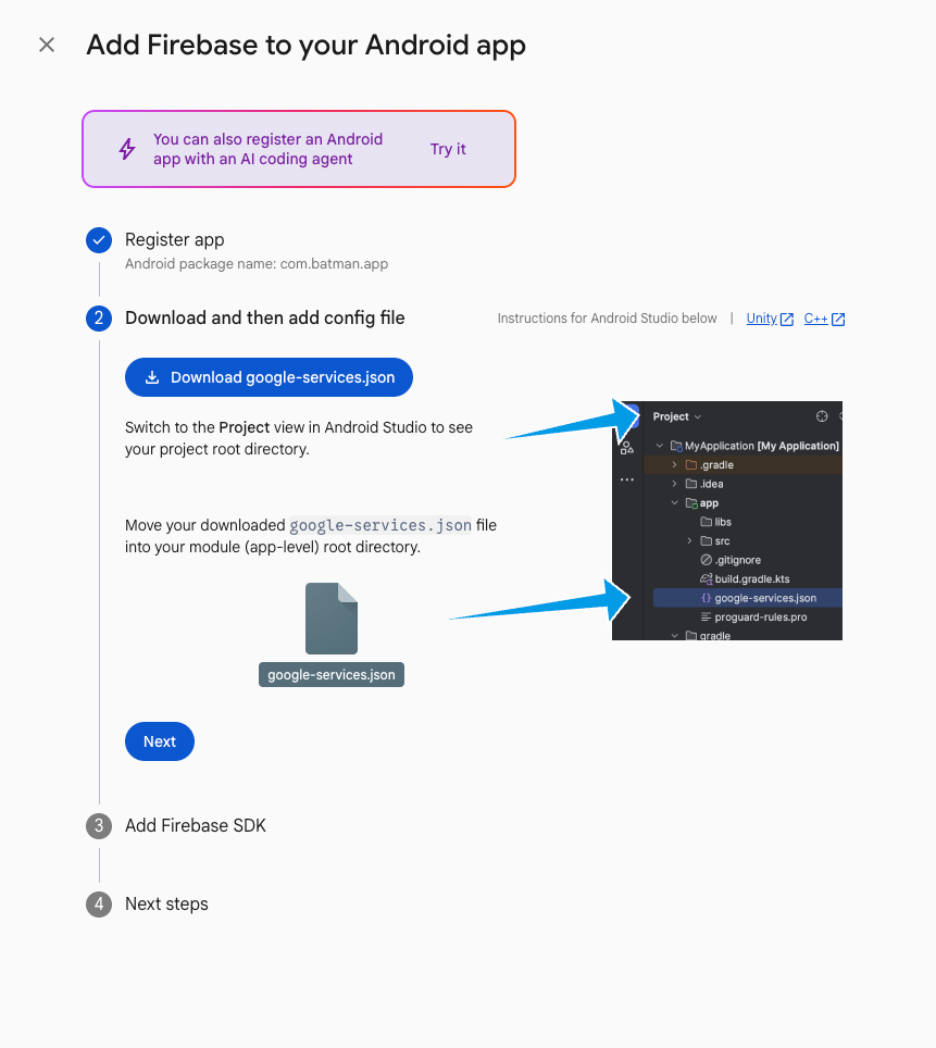 Downloading google-services.json
